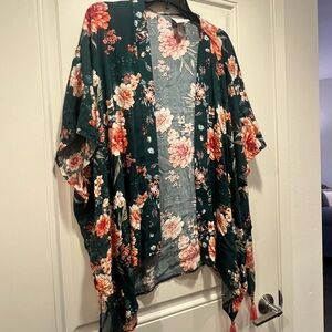 Knox Rose Floral Kimono - Green and Orange